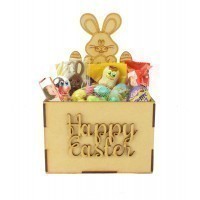 Laser Cut Easter Hamper Treat Boxes - Easter Bunny with lots of Eggs Shape